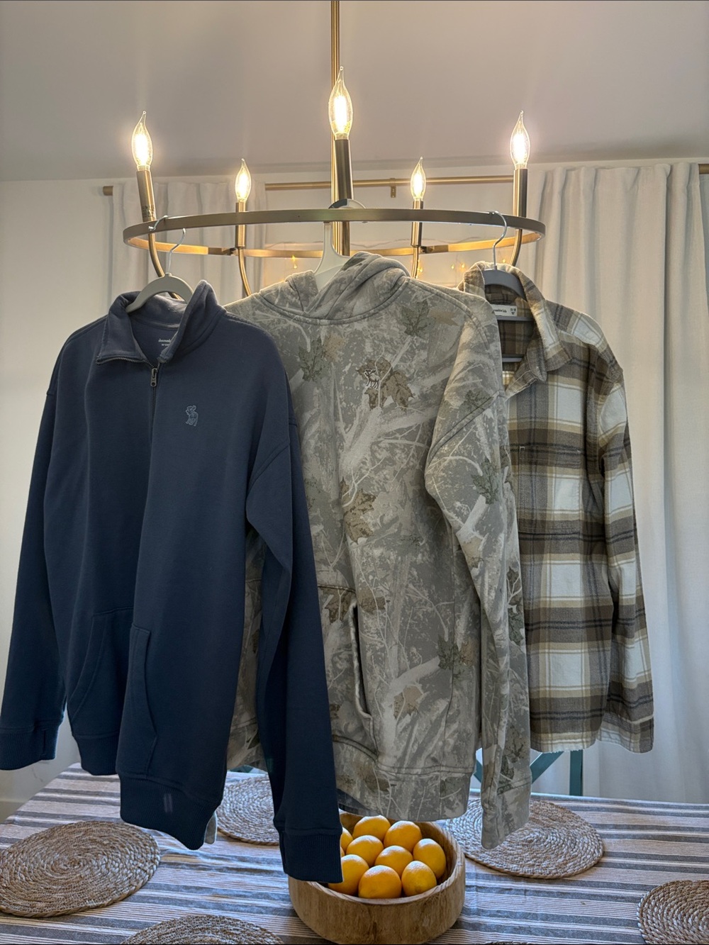 abercrombie kids Navy zip up, flannel button up and faded Camo Hoodie bundle